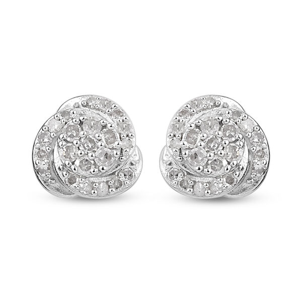 Florale Diamant-Ohrstecker in Silber