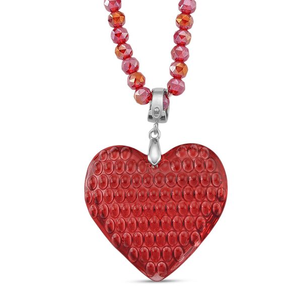 2er Set - Roter Kristall Herz Anh&auml;nger und beads Halskette mit  Varioclip-Verschluss, ca. 50 cm image number 4