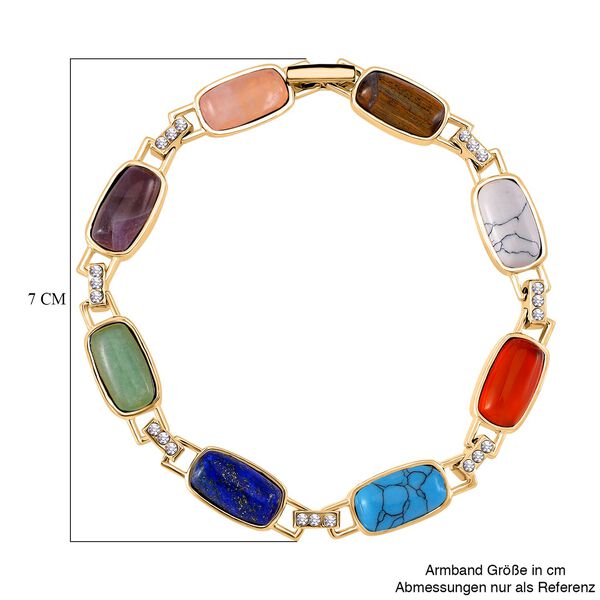 Mehrfarbige Edelsteine, Weißes Kristall Armband mit magnetischem Verschluss, ca. 20 cm image number 4