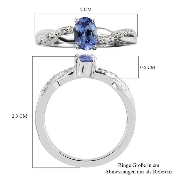 Tansanit und Zirkon Ring 925 Silber platiniert  ca. 0,75 ct image number 7
