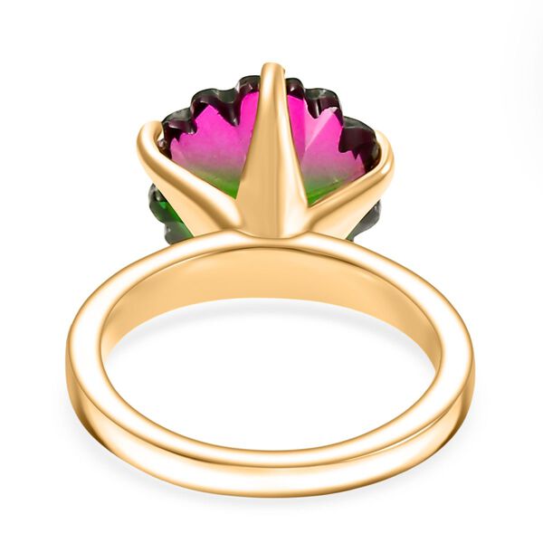 Bloom Flare - D joy Wassermelonen Quarz Triplette Ring 925 Silber 750 Gelb Vergoldet (Größe 16.00) ca. 6.46 ct image number 6