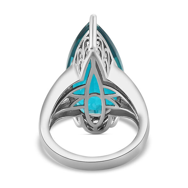 Capri-Blau Triplett Quarz und wei&szlig;er Zirkon-Ring, 925 Silber platiniert  ca. 14,33 ct image number 6