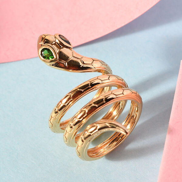 Nat&uuml;rlicher Chromdiopsid Ring 925 Silber vergoldet  ca. 0,34 ct image number 2