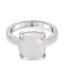 Weißer Mondstein Solitär Ring 925 Silber platiniert (Größe 16.00) ca. 3,76 ct