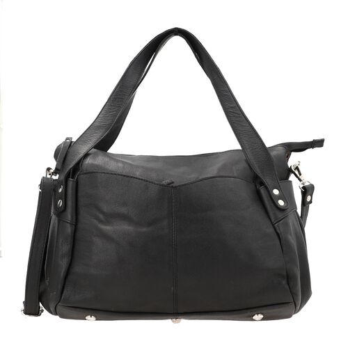 100% Echtleder Weekender Reisetasche mit RFID-Schutz, Schwarz image number 0