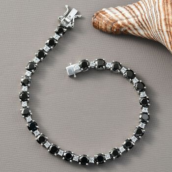 D'Joy Elite Shungit, Wei&szlig;er Zirkon Armband ca. 20 cm 925 Silber rhodiniert ca. 9,74 ct.