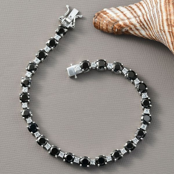 D'Joy Elite Shungit, Wei&szlig;er Zirkon Armband ca. 20 cm 925 Silber rhodiniert ca. 9,74 ct. image number 2