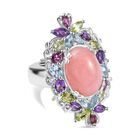Naturinspiriert - AA Vinicunca-Peruanischer Opal, Himmelblauer Topas, Mehrfarbige Edelsteine Ring, 925 Silber rhodiniert (Größe 19.00) ca. 8.23 ct