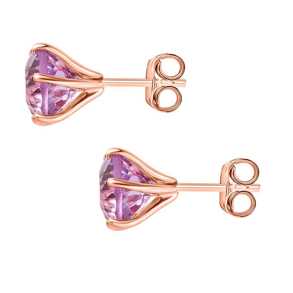 120 Facetten Rose De France Amethyst Ohrringe, 925 Silber Ros&eacute;gold Vermeil ca. 3.99 ct image number 5