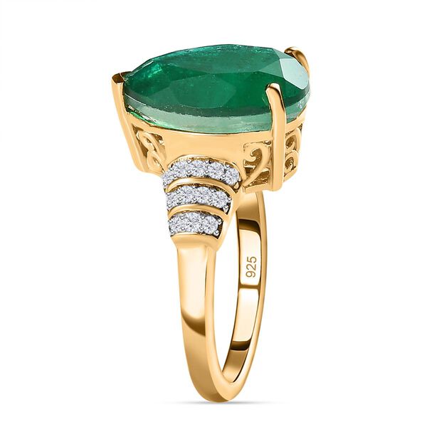 Smaragd Triplett Quarz und Zirkon Ring- 6,26 ct. image number 5