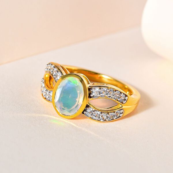 AA natürlicher, äthiopischer Welo Opal und Zirkon-Ring - 1,16 ct. image number 2
