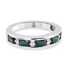 Grandidierit und Zirkon Halber band Ring 925 Silber platiniert (Größe 19.00) ca. 0,96 ct