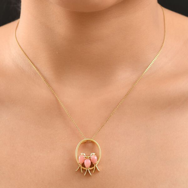 AA Vinicunca-Peruanischer-Opal,, Weißer Zirkon Anhänger 925 Silber 750 Gelb Vergoldet ca. 2,13 ct. image number 2