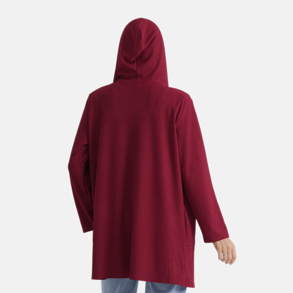 LA MAREY Langer Cardigan mit Kapuze und Taschen, 83cm, Rot image number 3