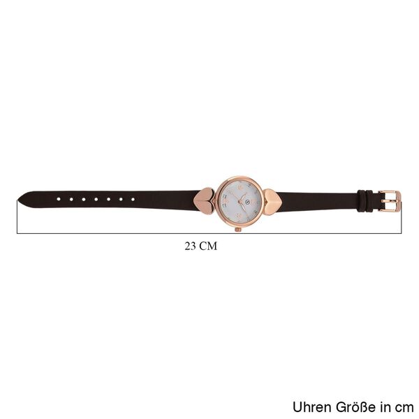 STRADA Uhr mit PC21S Japan-Uhrwerk, Edelstahl-Mesh-Armband, Ros&eacute;gold mit Kristallzifferblatt, Braun image number 7