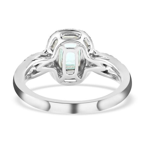 Rhapsody AAAA Paraiba Turmalin und Diamant-Halo-Ring, VS E-F, 950 Platin, 1,00 ct. image number 5