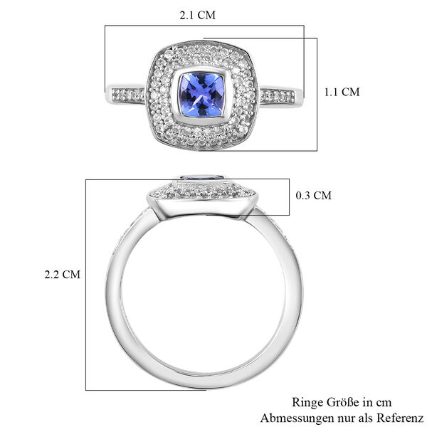 AA Tansanit und wei&szlig;er Zirkon-Ring, 925 Silber platiniert  ca. 0,74 ct image number 7
