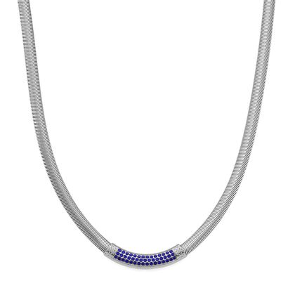 DESIGNER-INSPIRIERT Blaue Kristall Halskette ca. 50 cm + 5 cm extender, Reiner Edelstahl