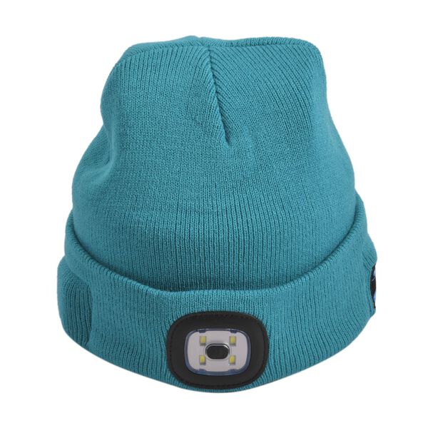 Strickm&uuml;tze mit Bluetooth und eingebautem LED-Licht, T&uuml;rkis image number 4