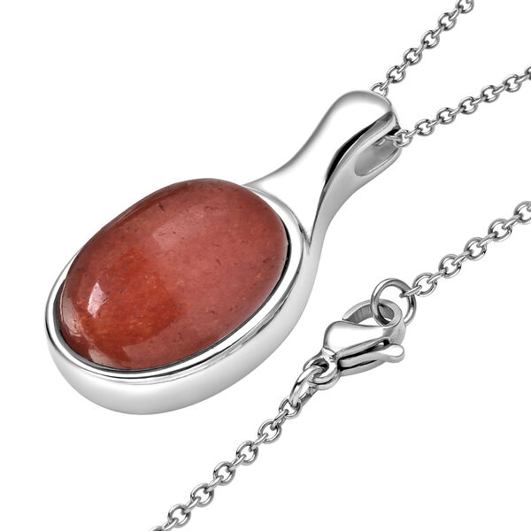 2er- set gef&auml;rbter, roter Achat-Ring und Anh&auml;nger mit Kette, ca. 50 cm, 316L Edelstahl , ca. 27.00 ct image number 7