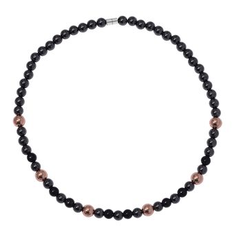 8mm H&auml;matit und Shungit Halskette, 50cm - 292,65 ct.