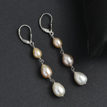 AA Mehrfarbige S&uuml;&szlig;wasser Perle Ohrringe 925 Silber rhodiniert