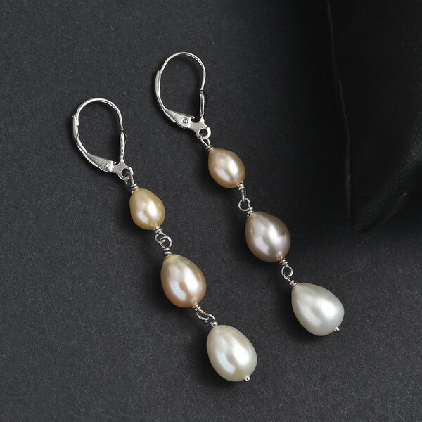 AA Mehrfarbige S&uuml;&szlig;wasser Perle Ohrringe 925 Silber rhodiniert image number 1