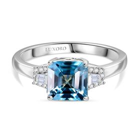 AAA Blauer Zirkon, Weißer Diamant Ring 375 Gold (Größe 17.00) ca. 2,62 ct