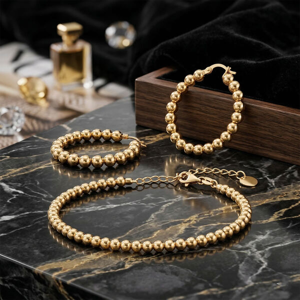 Royal Bali Kollektion- 19cm Armband und Creolen in 375 Gold image number 1