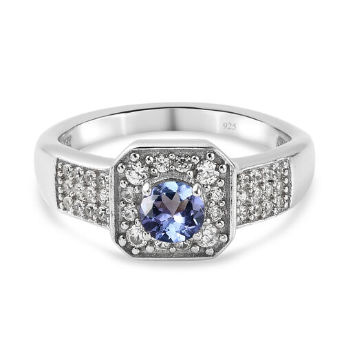 Tansanit und Zirkon Ring 925 Silber platiniert  ca. 0,81 ct image number 0