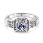 Tansanit und Zirkon Ring 925 Silber platiniert (Größe 16.00) ca. 0,81 ct
