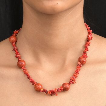 Koralle und Schwamm Koralle 45+5cm Halskette - 170 ct.