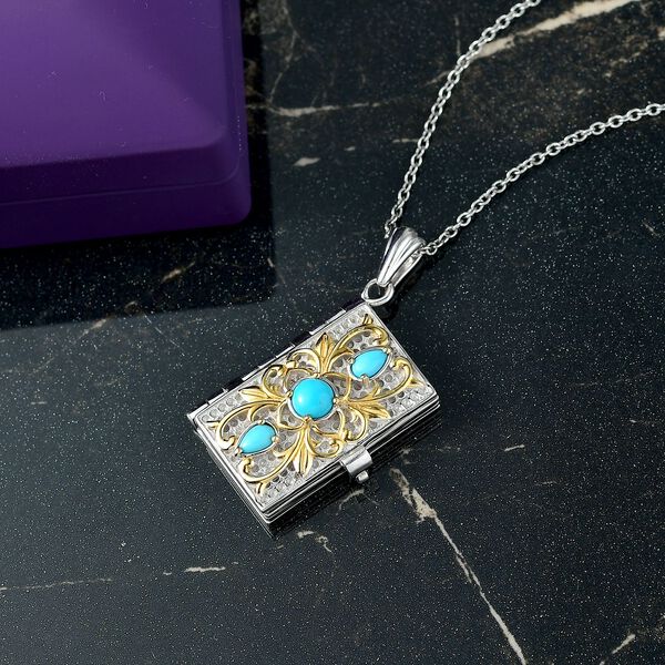 AA Sleeping Beauty Türkis heiliger Bibel-Anhänger mit 45cm Kette - 0,72 ct. image number 2