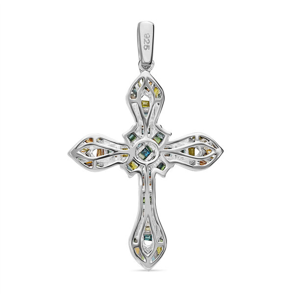 Blauer Diamant P, Gelber Diamant Anhänger 925 Silber platiniert ca. 0,50 ct. image number 2