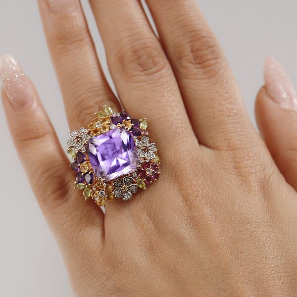 GP Italienische Garten Kollektion - AAA Rose De France Amethyst, Afrikanischer Amethyst Ring 925 Silber 750 Ros&eacute;gold Vermeil (Gr&ouml;&szlig;e 19.00) ca. 17.45 ct image number 2
