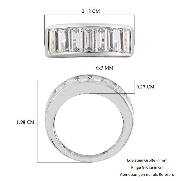 LUSTRO STELLA Hergestellt mit ZIRKONIA Half Eternity Ring 925 Silber Platin-Überzug image number 6