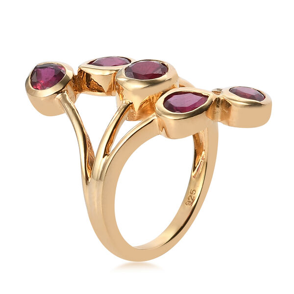 Fissure gef&uuml;llt Rubin Ring 925 Silber Gelbgold Vermeil image number 5