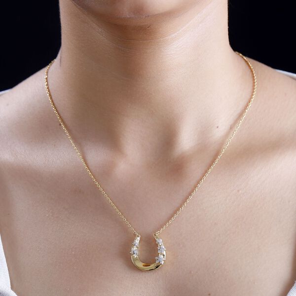 GP Celestial Kollektion - Weiße Diamant und Kanchanaburi blaue Saphir-Halskette, 45 cm - 0,30 ct. image number 2