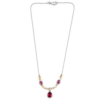 AA Afrikanische Rubin und Zirkon Halskette, 45 cm - 3,34 ct.