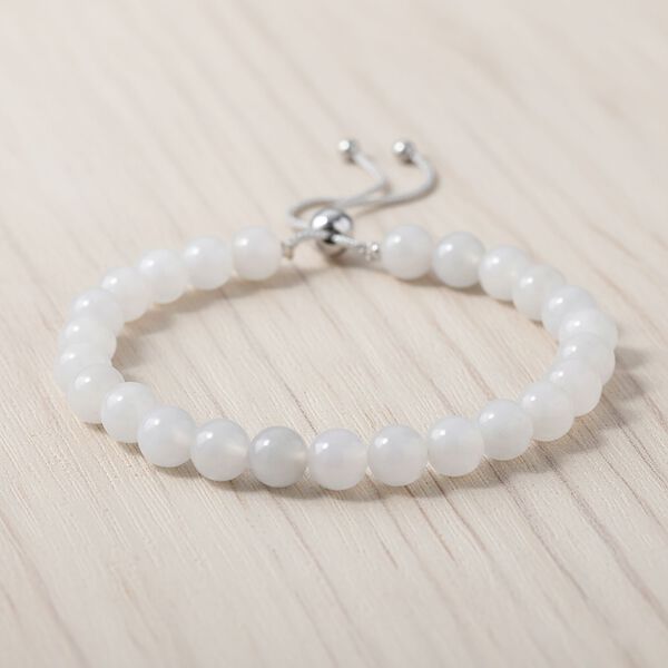 D'Joy EXTREM SELTEN Nat&uuml;rliche Wei&szlig;e Jade Armband Flexibles (ca. 16.5 - 23 cm), 925 Silber rhodiniert ca. 90.00 ct image number 2