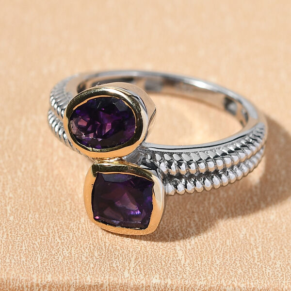 Lusaka Amethyst Bypass Ring 925 Silber Bicolor image number 2