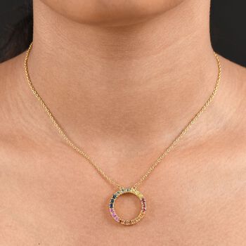 D'Joy AA Mehrfarbig Saphir Halskette ca. 45 cm 925 Silber 750 Gelbgold Vermeil ca. 1.58 ct