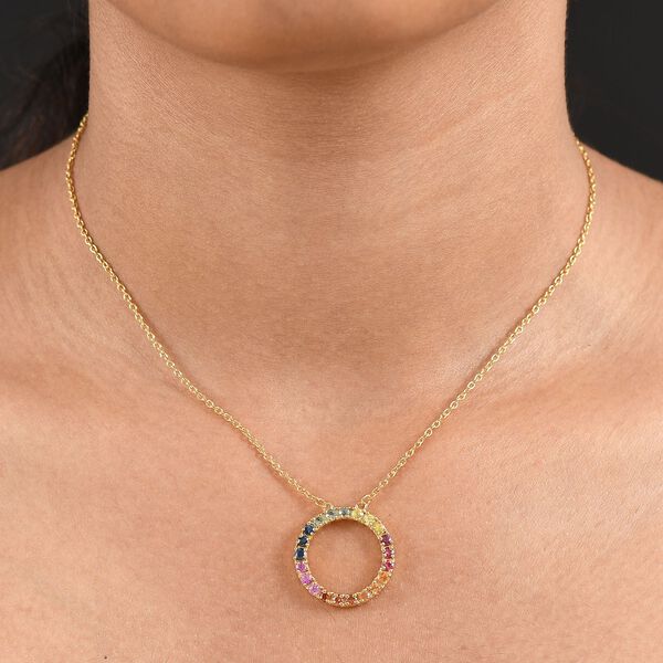 D'Joy AA Mehrfarbig Saphir Halskette ca. 45 cm 925 Silber 750 Gelbgold Vermeil ca. 1,58 ct. image number 3