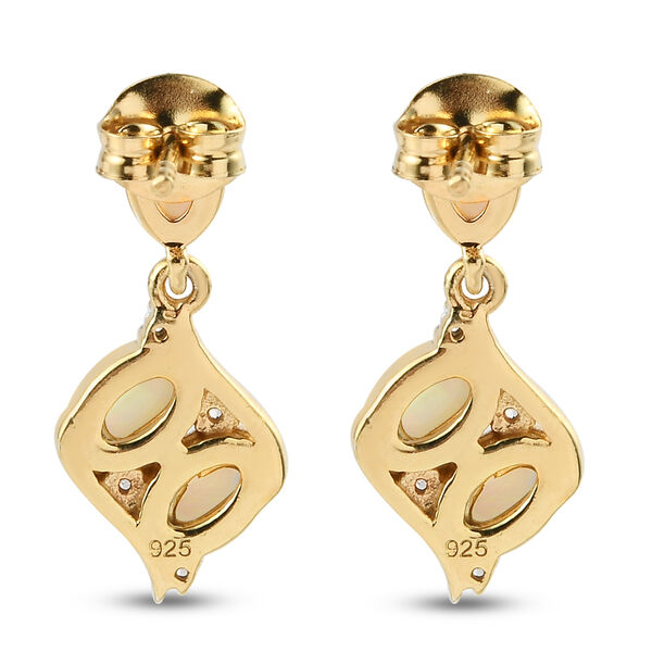 Nat&uuml;rlicher &Auml;thiopischer Opal und Zirkon Ohrh&auml;nger 925 Silber vergoldet ca. 1,09 ct&nbsp; image number 5