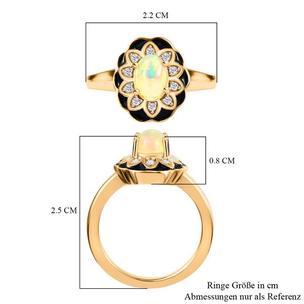 Nat&uuml;rlicher &Auml;thiopischer Opal und Zirkon Ring 925 Silber vergoldet  ca. 0,67 ct image number 7