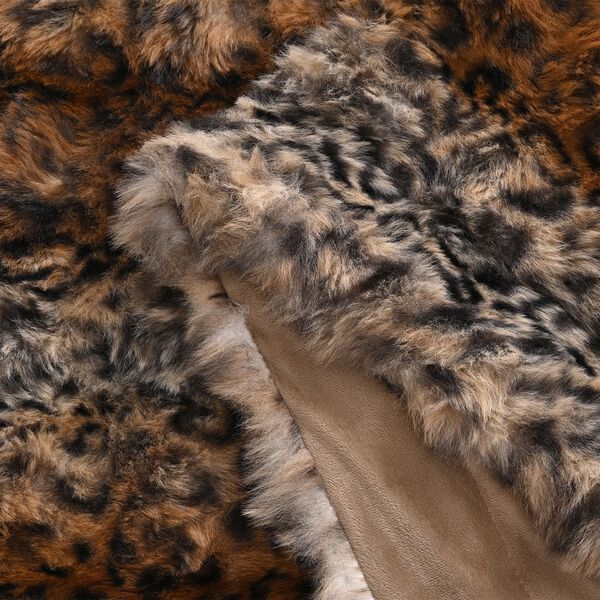 Serenity Night - Luxus-Kunstfell-Decke mit Wellenstruktur, 1300 g, Braun-Leopardmuster, 150x200 cm image number 5