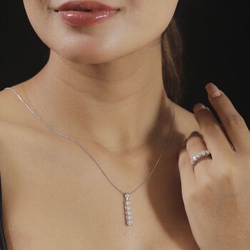 Moissanit Schmuckset, 925 Silber rhodiniert - 2,50 ct.