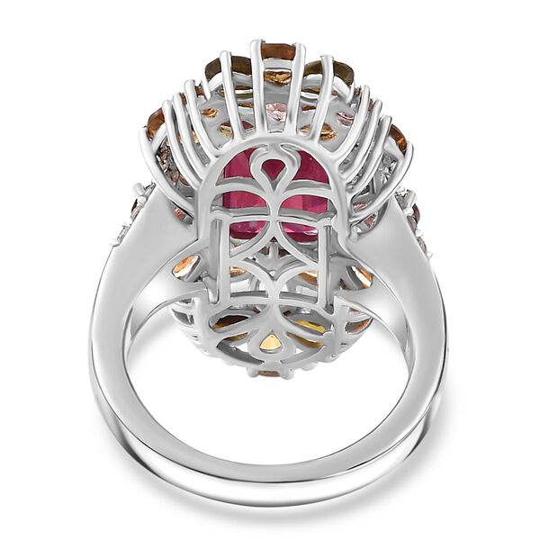 Afrikanischer Rubin (Fissure gefüllt), Mehrfarbig-Turmalin Ring 925 Silber rhodiniert (Größe 18.00) ca. 9.10 ct image number 6