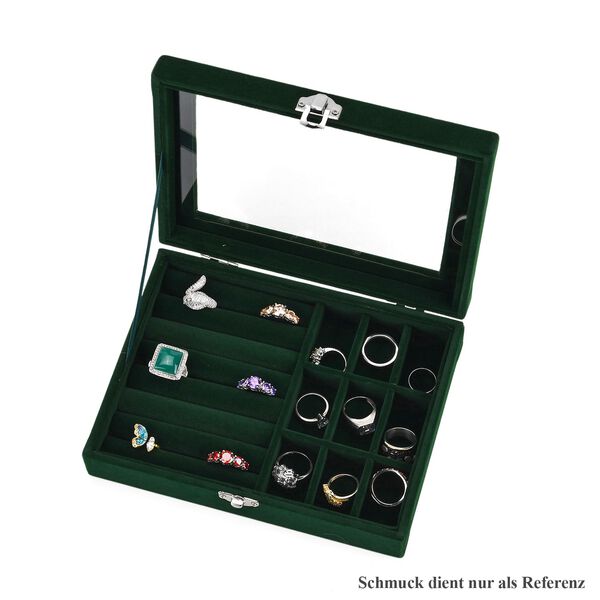 Elegante Schmuckbox aus edlem Samt mit Glasdeckel, 20x15x5 cm, Cremebeige image number 5