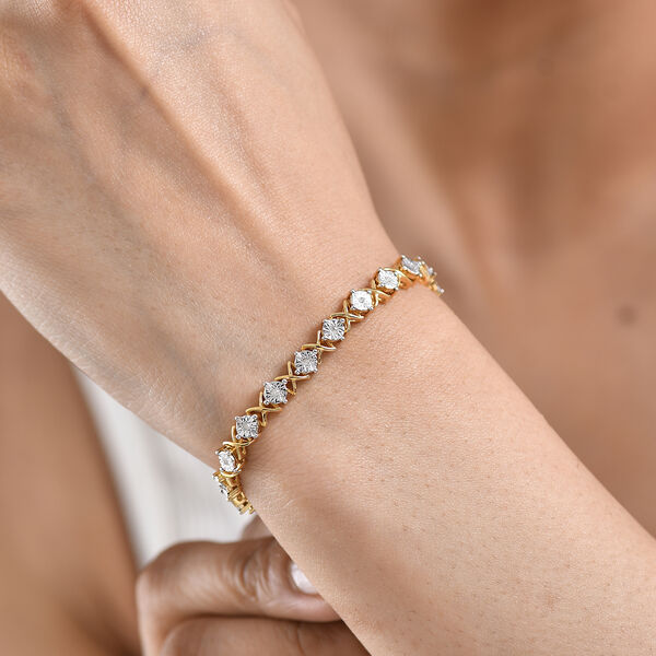 D'Joy Diamant 19cm Armband, 925 Silber 750 Gelbgold Vermeil - 0,25 ct. image number 2